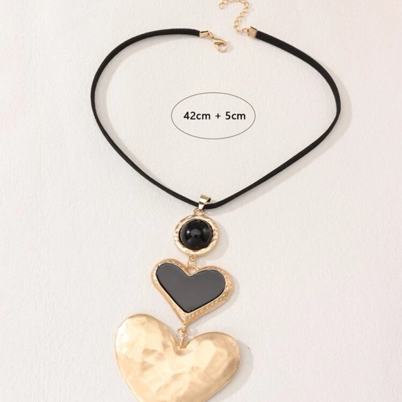 Gold Tone Layered Round & Heart Charm Necklace - Picture 3 of 4